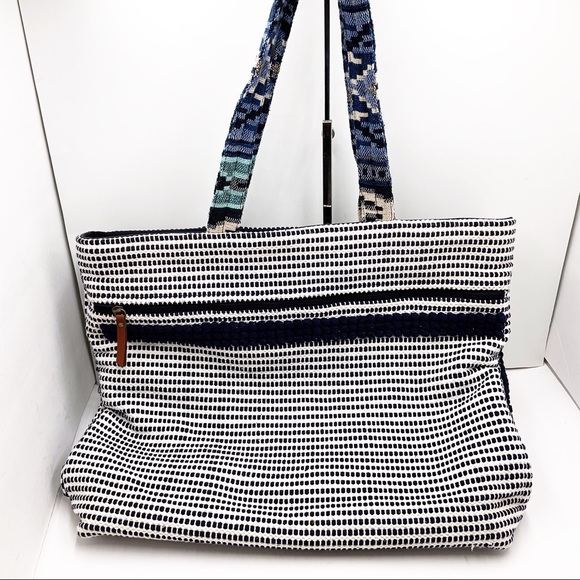 {Steven} Zita Navy Multi Carpet Tassel Tote - Picture 5 of 16